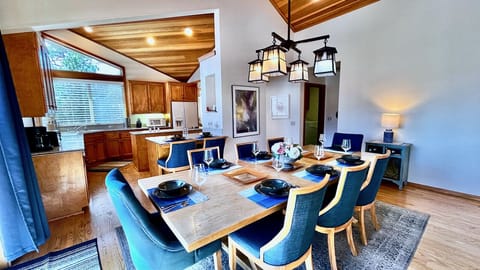 This dining room has easy access to the kitchen.