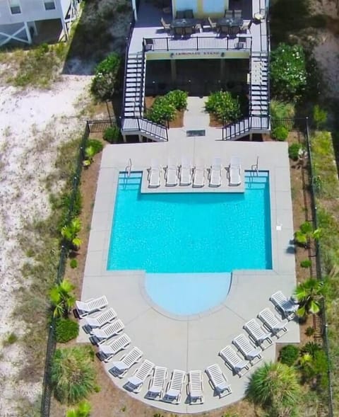 Aerial View of Lemonade Stand  Poolside