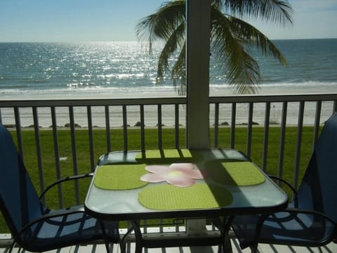 Can't beat the ocean view!! 4 chairs and couch for private screened enjoyment.  