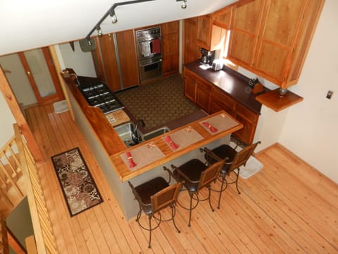 View of kitchen from the loft.