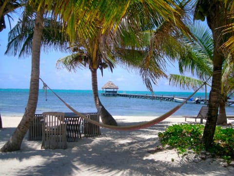 On the beach, sun loungers, beach towels