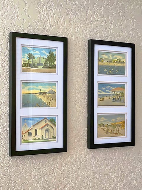 Classic Clearwater Beach postcards hang in hallway :)