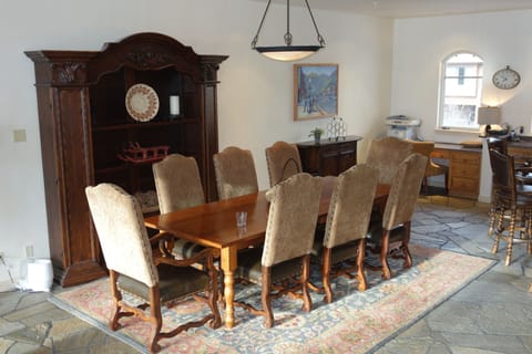 Dining table with seating for 8