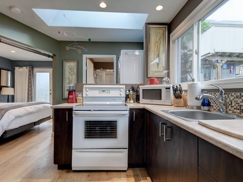 Lots of cupboard space. and all the amenities you need.