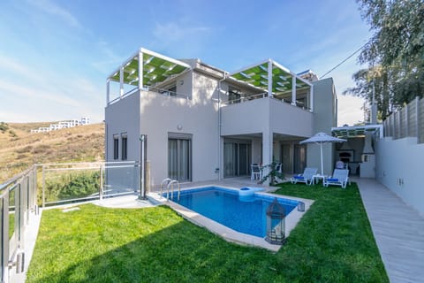 Luxury villa, Panormo, Rethymno,Main facade of the property