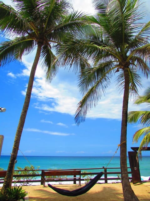 On the beach, sun loungers