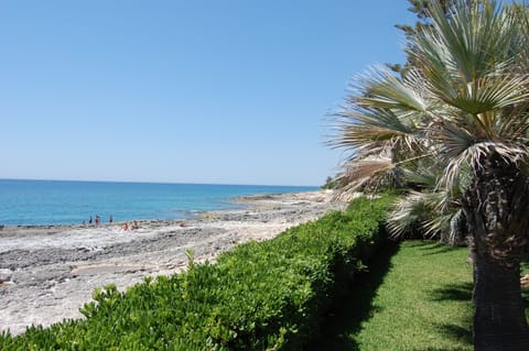 On the beach, sun loungers