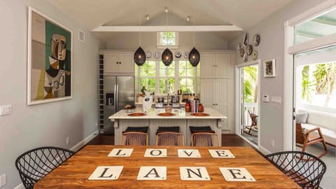 The large dining table seats six comfortably...