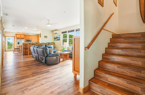 Warm wood tones welcoming you upstairs