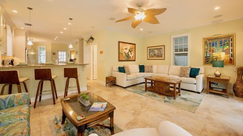 The sectional sofa pulls out to a Queen sleeper to accommodate extra guests...