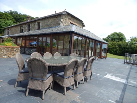 High quality outdoor furniture is provided on the patio