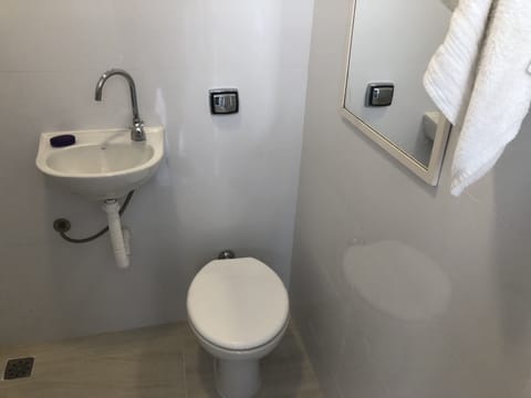 Room has separate bathroom.