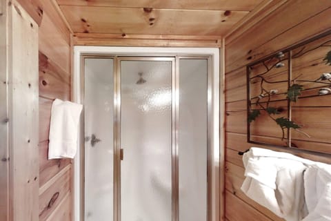 The master bathroom also features a walk-in shower! We provide all linens and towels.