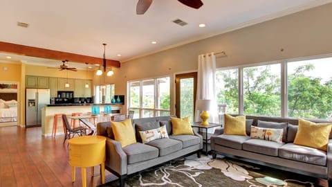 The open floor living space is perfect for entertaining