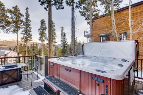 Steamy X-Large Hot Tub on Deck with Glowing Fire Pit...Enjoy those Mountain Vistas