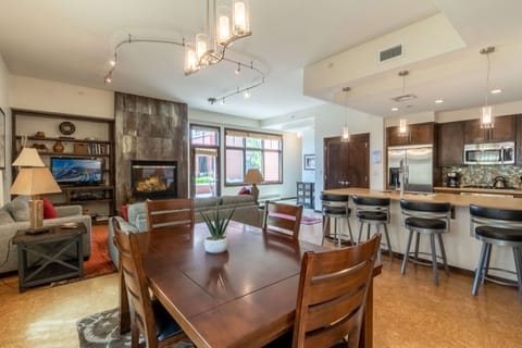 The open floor plan brings together the living & dining areas