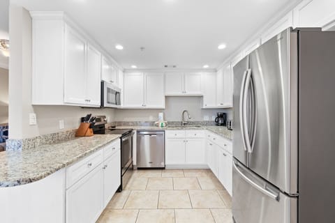 Kitchen with stainless steel appliances