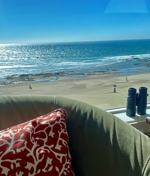 Living room with incredible beachfront views