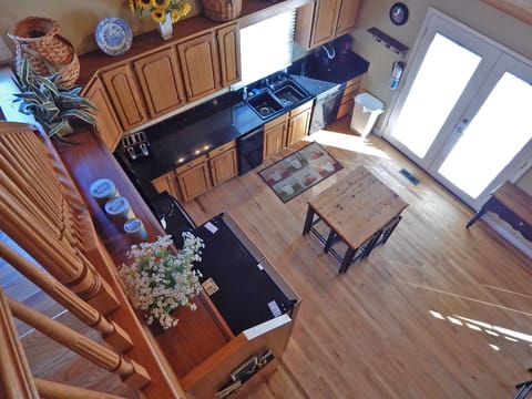 View of Kitchen from Walkway to the Upper Master Bedroom