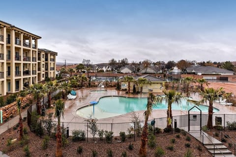 Overlooking the pool
