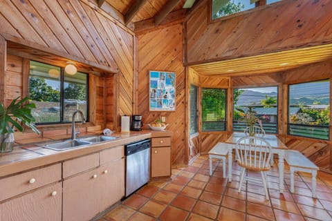 Kitchen opens to dining