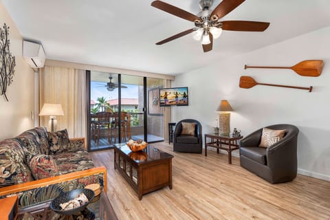 Updated living area with AC, Ceiling fan and TV