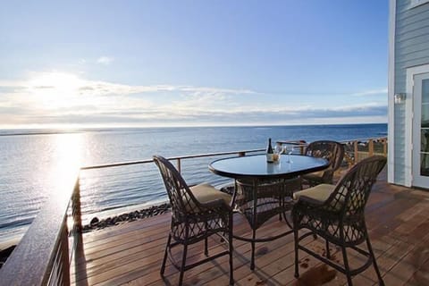 Oceanfront dining from new deck with gas grill