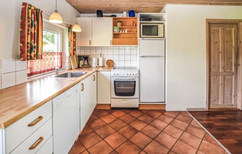 Fridge, stovetop, dishwasher, coffee/tea maker