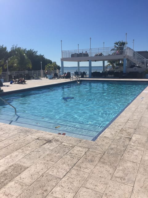 Heated community pool that overlooks the bay. Nice spot to catch sunsets.