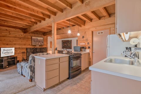 kitchen and living area
