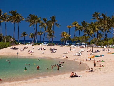 On the beach, beach towels