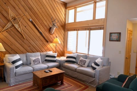 Living Room Area - This living room area is a wonderful place for the entire party to enjoy with flat screen TV, a cozy fireplace, and new sofas.