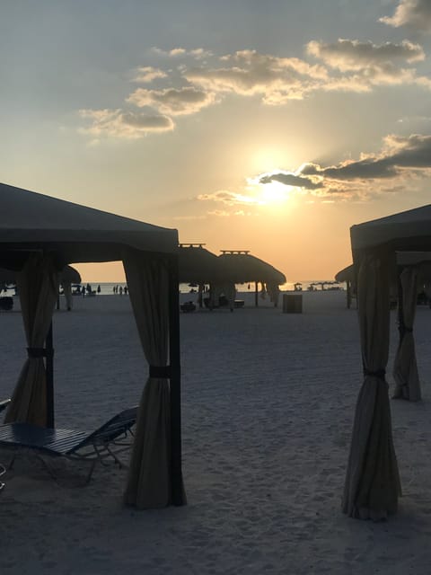 Beach nearby, sun loungers