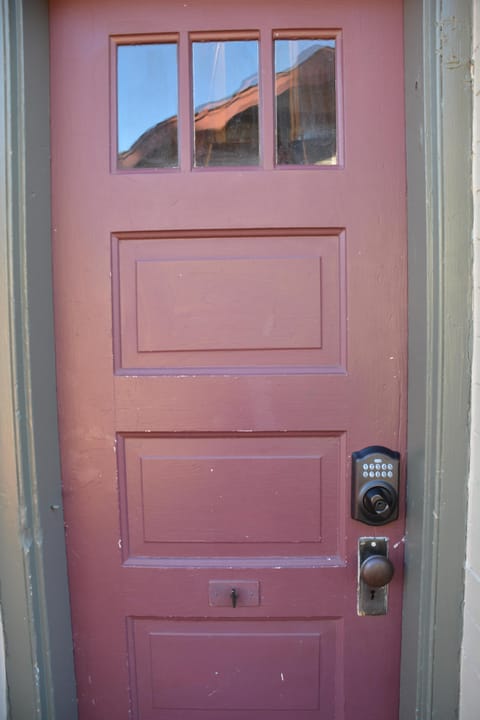 Apartment door with keyless entry.
