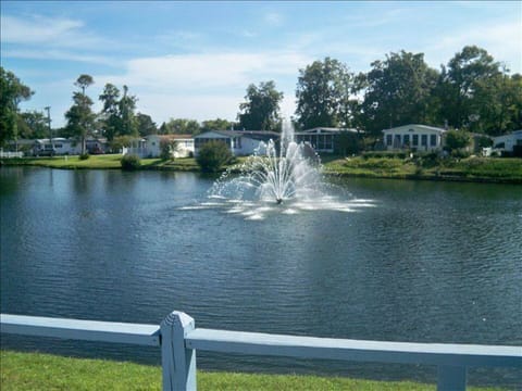 Beautiful Fountain view from the deck! Lake is stocked with fish! Bring ur pole!