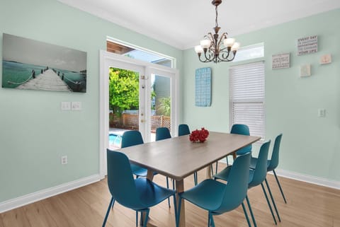 Dining table with seating for eight