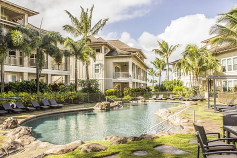 Relax by the private resort style pool of The Villas at Po'ipu Kai.