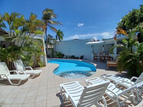 Outdoor pool, sun loungers