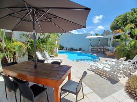 Outdoor pool, sun loungers