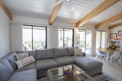 Hilton Head Beach Villa #3 - The living area has a grand oceanview from the balcony.