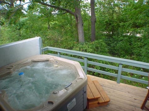 Private six-person hot tub on the deck.