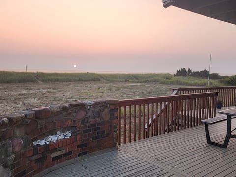 View from wraparound deck at sunset