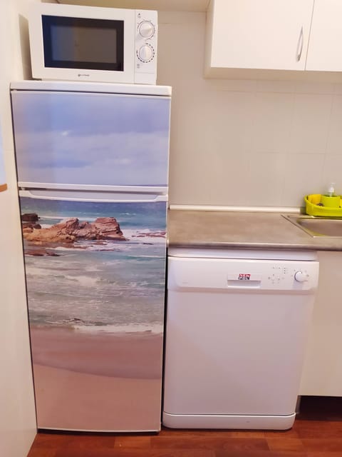 Fridge, microwave, dishwasher, coffee/tea maker