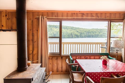 Dining room overlooks the lake.