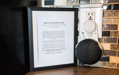 A Google Home is available to ask for directions, opening hours, call, play...
