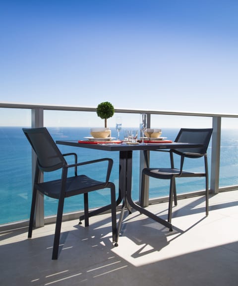 Balcony table with ocean front view