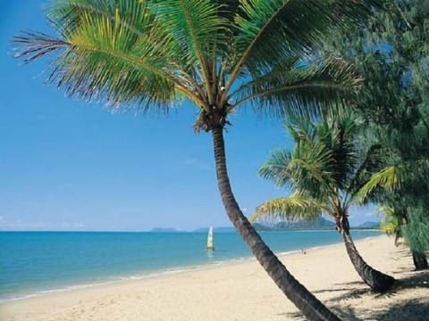 On the beach, sun loungers, beach towels