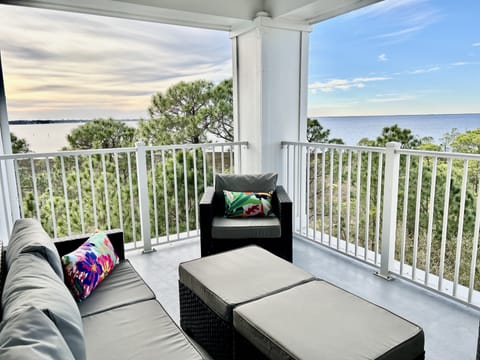 5th floor corner balcony overlooking the bay and the pines
