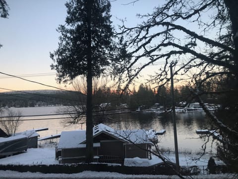 View from Strathcona Cottage of the lake in the winter.  Calm...