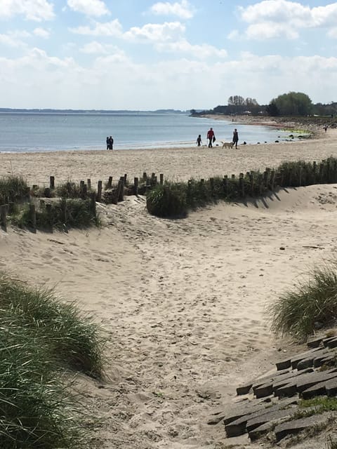 Beach nearby, sun loungers